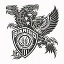 marvel SHIELD organisation and HYDRA Organisation logo merged, on left the SHIELD logo and On Right HYDRA logo, tattoo design idea