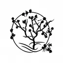 Cruz de la Victoria and Cherry Tree flowers tattoo design idea