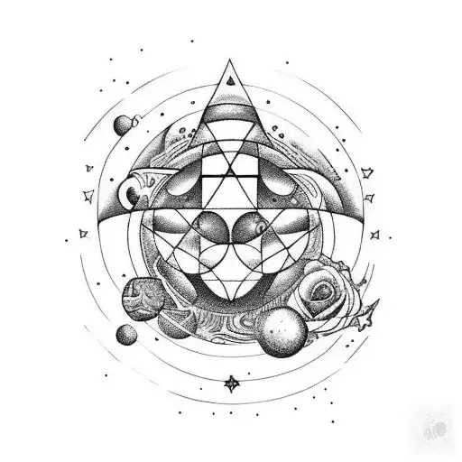 jupiter+saturne+mars+phénix+rose des vents tattoo design idea