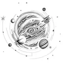 jupiter+saturne+mars+phénix+rose des vents tattoo design idea