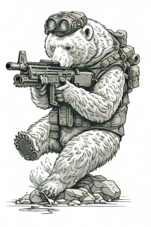 polar bear shooting a javelin missile tattoo design idea
