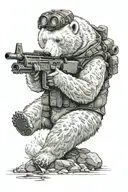 polar bear shooting a javelin missile tattoo design idea