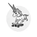 Unicorn on a skateboard drinking a beer tattoo design idea