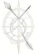 develop a tattoo in the shape of an arrow for the forearm where it is made up of a compass rose with a terrestrial globe tattoo design idea