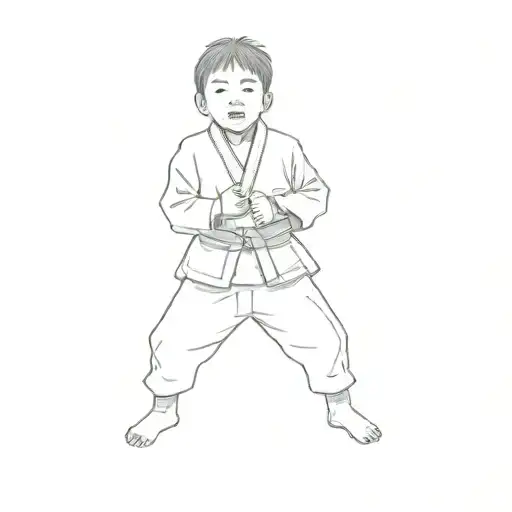 a young boy in a taekwondo outfit tattoo design idea