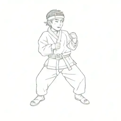 a young boy in a taekwondo outfit tattoo design idea