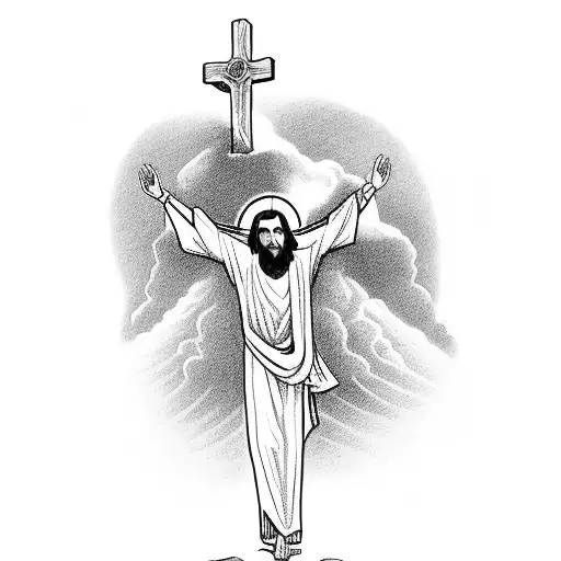 Jesus having on the cross on top of the mountain  tattoo design idea