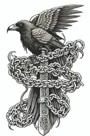 crow, snake, chains, katana tattoo design idea