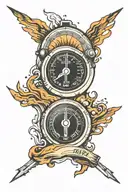 simple speedometer at 140 kmh with flames inside of a car tyer  tattoo design idea