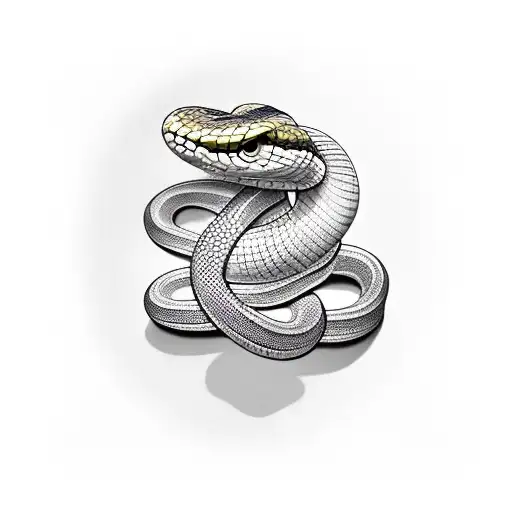 Snake 3D red white black stripes tattoo design idea