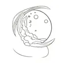 waning gibbous to waxing gibbous moon tattoo design idea