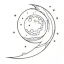 waning gibbous to waxing gibbous moon tattoo design idea