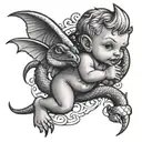 gangster baby cupid fighting snake tattoo design idea