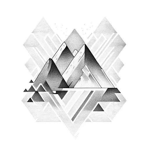 geometric tattoo of yosemite falls tattoo design idea