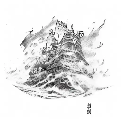 A sketch-style tattoo depicting a dramatic moment from an epic battle scene in One Piece. tattoo design idea