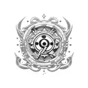 A dotwork tattoo featuring a fusion of One Piece characters and pharmaceutical symbols, representing your love for anime and your occupation as a pharmacist. tattoo design idea