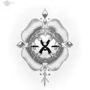 A dotwork tattoo featuring a fusion of One Piece characters and pharmaceutical symbols, representing your love for anime and your occupation as a pharmacist. tattoo design idea