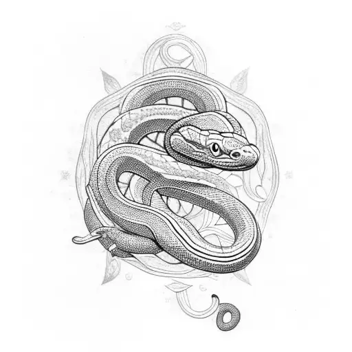 teal snake with pumpkin  tattoo design idea