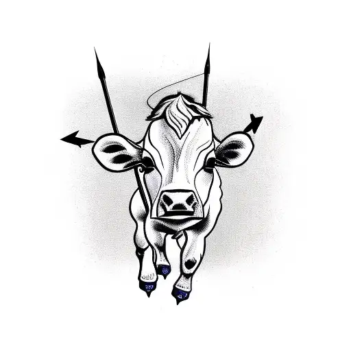 calf with bow and arrow tattoo design idea