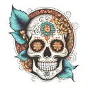 sugar skull with  mandala tattoo design idea