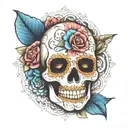 sugar skull with  mandala tattoo design idea
