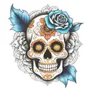 sugar skull with  mandala tattoo design idea