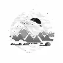 Space, nature, mountains, surf, waves, air, nasa, japan, Los Angeles, leafs, dinosaures, pixels tattoo design idea