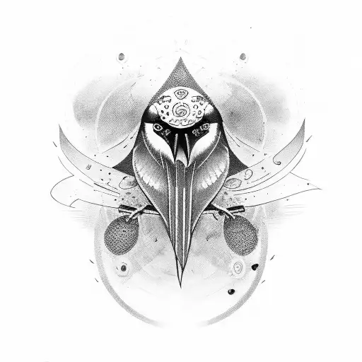 crow with a lot of ad ons tattoo design idea