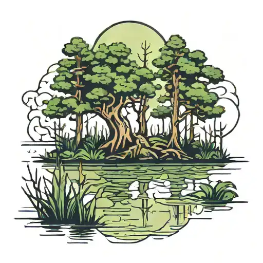 swamp and cypress trees  tattoo design idea
