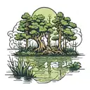 swamp and cypress trees  tattoo design idea