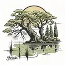swamp and cypress trees  tattoo design idea
