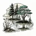 swamp and cypress trees  tattoo design idea