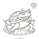 A FROG ON A TURTLE with a heart shell pattern inspired tattoo design idea