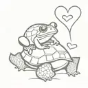 A FROG ON A TURTLE with a heart shell pattern inspired tattoo design idea