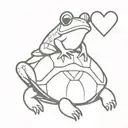 A FROG ON A TURTLE with a heart shell pattern inspired tattoo design idea