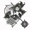 Sagittarius and libra zodiac sign fused together tattoo design idea