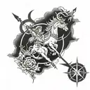 Sagittarius and libra zodiac sign fused together tattoo design idea