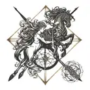 Sagittarius and libra zodiac sign fused together tattoo design idea