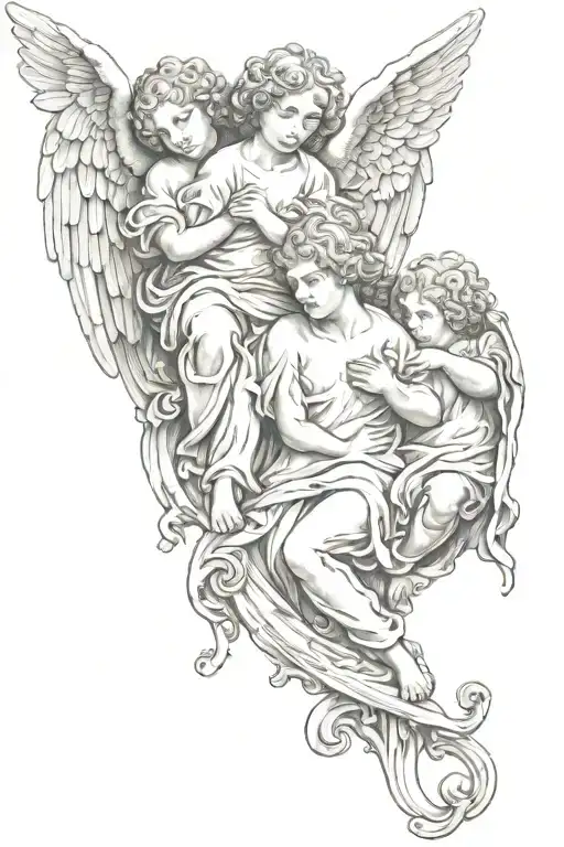 angels pondering life in renaissance style tattoo tattoo design idea