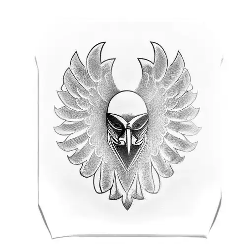 bracelet, on one side there is a smiling mask, on the other there is an eagle with open wings tattoo design idea
