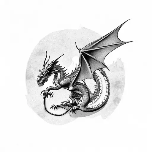 dragon with barbed wire tattoo design idea