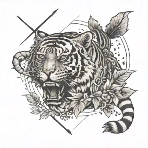 bow,arrow,tiger,fish tattoo design idea