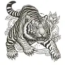 long bow,tiger,fish tattoo design idea