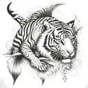long bow,tiger,fish tattoo design idea