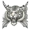 long bow,tiger,fish tattoo design idea