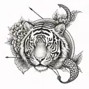 bow,arrow,tiger,fish tattoo design idea