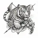 bow,arrow,tiger,fish tattoo design idea