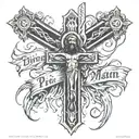  Tattoo on the back with Christ on the cross shedding tears of blood, and the phrase below: dying like a man is the priz tattoo design idea