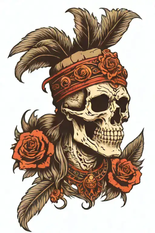 skull face with a bear headdress being worn tattoo design idea