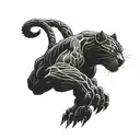 Black panther crawling down leg tattoo design idea